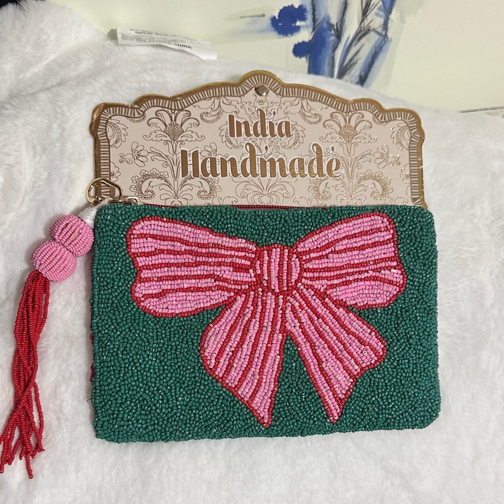 Made in India beaded bow pouch